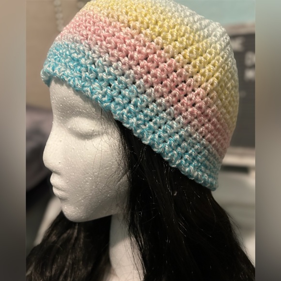 Handmade Knitted Rainbow Hat - Picture 2 of 2